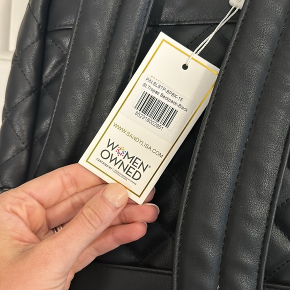 NWT Sandy Lisa St. Tropez faux Leather Black Backpack - Picture 10 of 11